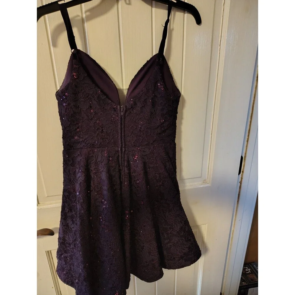 Xtraordinary Girls Purple Lace Fit & Flare Sleeveless Dress Size 5, Sequins